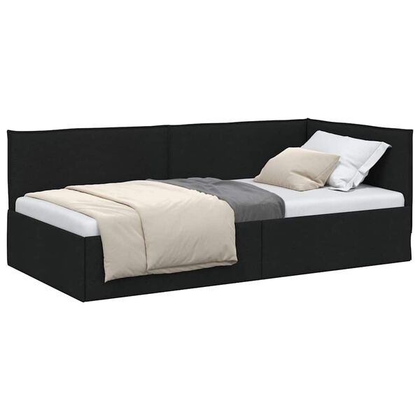 vidaXL Hoekbedframe met hoofdeinde Zwart 90 x 190 cm Stof