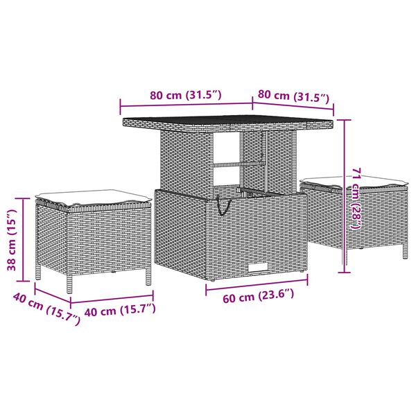 vidaXL Tuin Sofa Set met kussen met opslag Zwart Poly riet