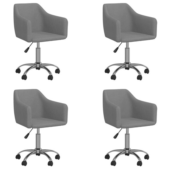 vidaXL Eetkamerstoelen 4 st draaibaar stof lichtgrijs