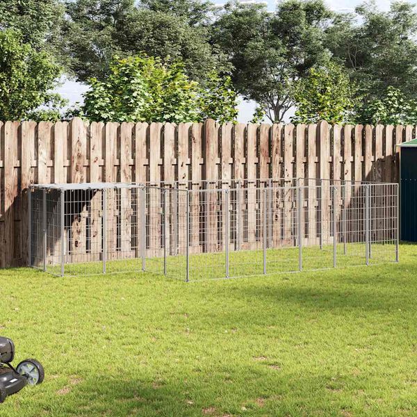 vidaXL Hondenkennel 8,47 m² staal zilverkleurig