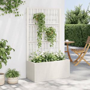 vidaXL Plantenbak met latwerk 80x36x140 cm polypropeen wit