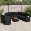 vidaXL 10-delige Loungeset met kussens poly rattan zwart