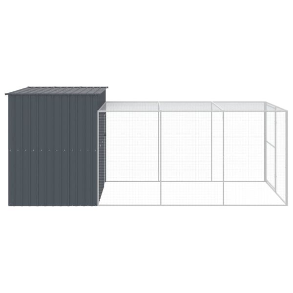 vidaXL Hondenhok met ren 214x457x181 cm gegalvaniseerd staal antraciet