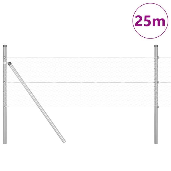 vidaXL Afrasteringspaal Zilver 25 x 0,4 m (25 mm gaas) Staal