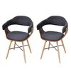 vidaXL Eetkamerstoelen 2 st gebogen hout en stof donkergrijs