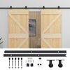 vidaXL Schuifdeur 2 st 80 x 210 cm Massief grenenhout Naturel en Zwart