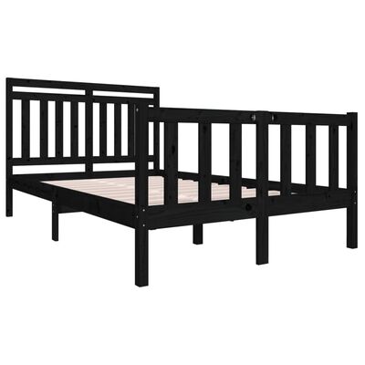 vidaXL Bedframe massief hout zwart 140x190 cm