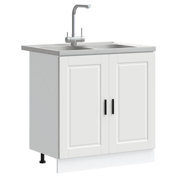 vidaXL Wastafel onderkast met opslag Porto 2 pcs Wit Bewerkt hout