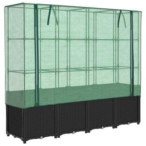 vidaXL Verhoogde plantenbak met kashoes rotanlook 160x40x153 cm