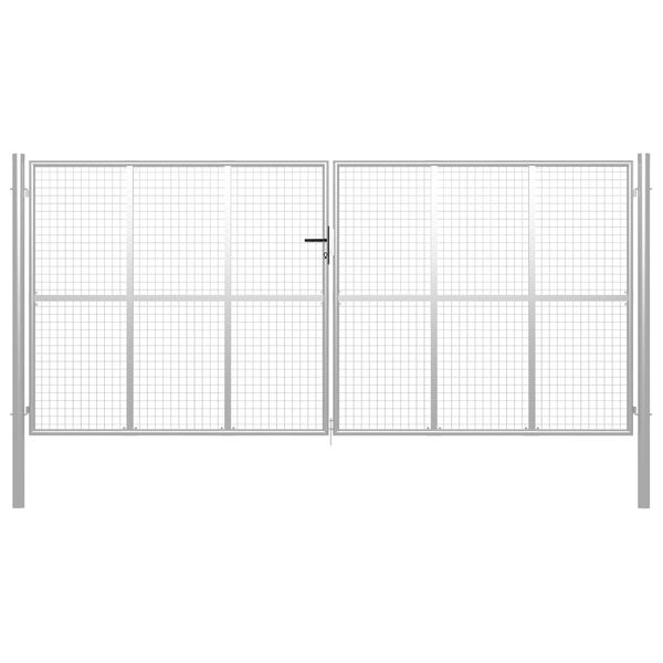 vidaXL Tuinpoort gegalvaniseerd staal 400x200 cm zilver
