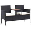 vidaXL Tuinbank 2-zits met tafeltje 143 cm poly rattan zwart