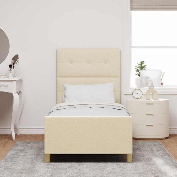 vidaXL Bedframe met hoofdeinde Cr&egrave;me 100 x 200 cm Stof
