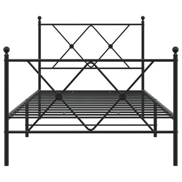 vidaXL Bedframe met hoofd- en voeteneinde metaal zwart 90x190 cm