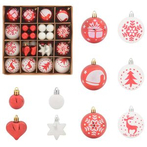 vidaXL Kerstbal Set 40 st Rood en Wit &Oslash; 6 cm Kunststof