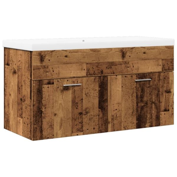 vidaXL Wastafelkast met ingebouwde wasbak oud houtkleurig