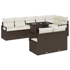 vidaXL Tuin Sofa Set met opslag 9 pcs Bruin Poly riet