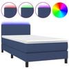 vidaXL Boxspring met matras en LED stof blauw 100x200 cm
