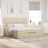 vidaXL Ottoman bed met matras 180x200cm stof cr&egrave;mekleurig