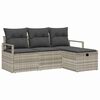 vidaXL Bankstel met kussen met opslag 4 pcs Lichtgrijs poly rattan