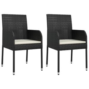 vidaXL Tuinstoelen 2 st met kussens poly rattan zwart