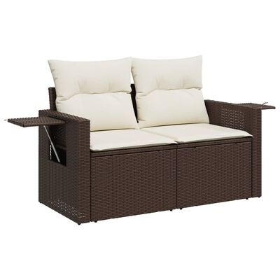 vidaXL 8-delige Loungeset met kussens poly rattan bruin