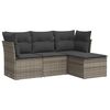 vidaXL 4-delige Loungeset met kussens poly rattan grijs