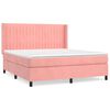 vidaXL Boxspring met matras fluweel roze 160x200 cm