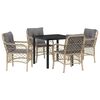vidaXL Tuin eettafelset 5 st Beige poly rattan