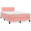 vidaXL Boxspring met matras en LED fluweel roze 120x190 cm