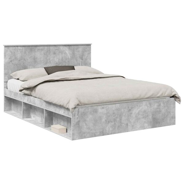 vidaXL Bedframe Concerte Grijs 150 x 200 cm Massief grenenhout
