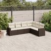vidaXL 6-delige Loungeset met kussens poly rattan bruin
