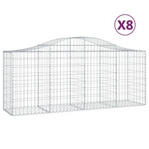 vidaXL Schanskorven 8 st gewelfd 200x50x80/100 cm gegalvaniseerd ijzer