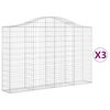 vidaXL Schanskorven 3 st gewelfd 200x30x120/140 cm ijzer