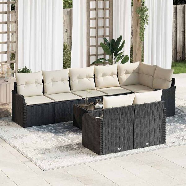 vidaXL Tuin Sofa Set Zwart poly rattan