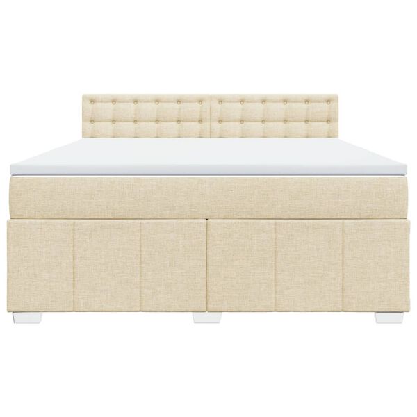 vidaXL Boxspring met matras stof cr&egrave;mekleurig 180x200 cm