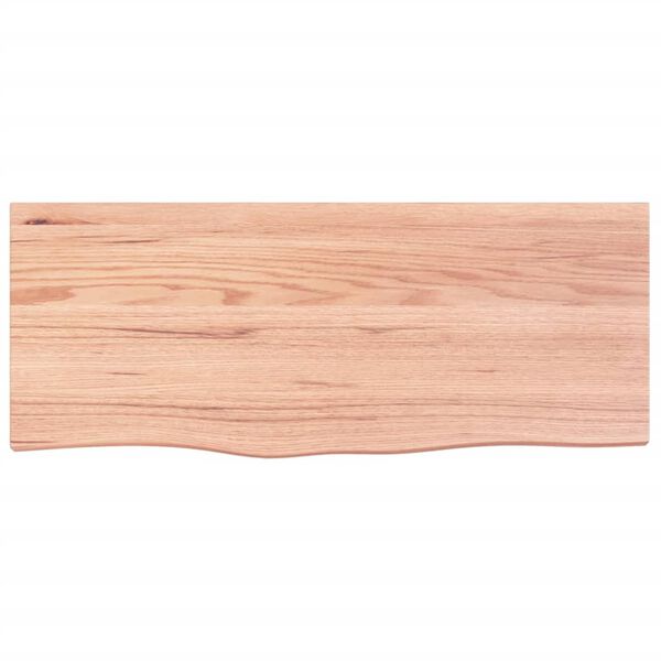 vidaXL Wastafelblad 100x40x(2-6) cm behandeld massief hout lichtbruin