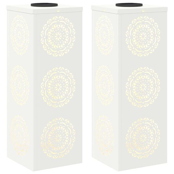 vidaXL Solar LED Pad Licht 2 pcs Wit Koudgewalst staal