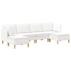 vidaXL Modulaire Sofa Set met Opslag 6 st Wit Stof