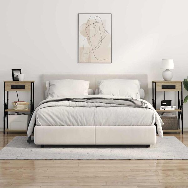 vidaXL Nachtkastje 2 pcs Sonoma Eiken 41 x 31 x 76 cm Bewerkt hout