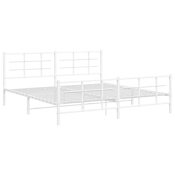 vidaXL Bedframe met hoofd- en voeteneinde metaal wit 200x200 cm