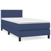vidaXL Boxspring met matras stof blauw 100x200 cm