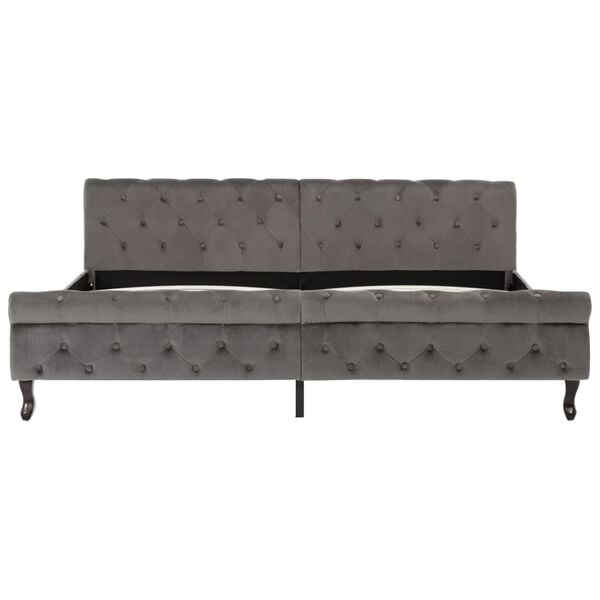 vidaXL Bedframe fluweel grijs 200x200 cm