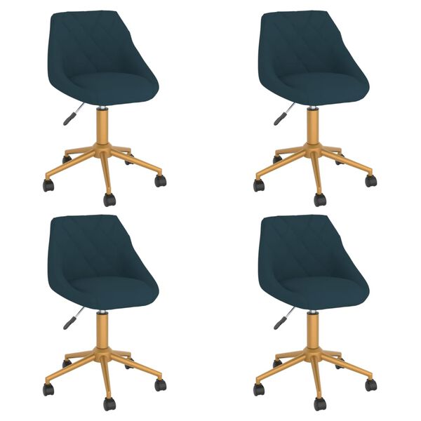vidaXL Eetkamerstoelen draaibaar 4 st fluweel blauw