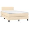 vidaXL Boxspring met matras stof cr&egrave;mekleurig 120x190 cm