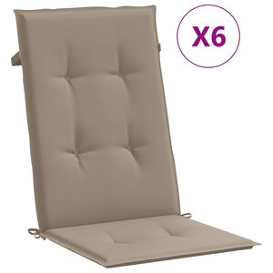 vidaXL Tuinstoelkussens 6 st hoge rug 120x50x3 cm stof taupe