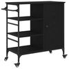 vidaXL Keuken Trolley Zwart Eiken 87.5 x 39 x 84.5 cm Bewerkt hout