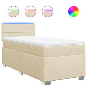 vidaXL Boxspring met matras stof cr&egrave;mekleurig 80x200 cm