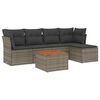vidaXL 6-delige Loungeset met kussens poly rattan grijs