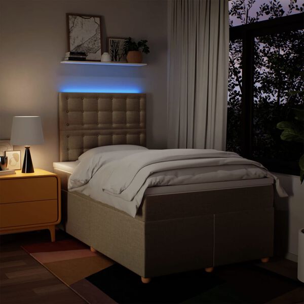 vidaXL Boxspring met matras stof cr&egrave;mekleurig 120x190 cm