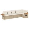 vidaXL 6-delige Loungeset met kussens poly rattan beige